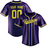 Custom Purple & Light Yellow Colors Design Sports Baseball Jersey