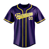 Custom Purple & Light Yellow Colors Design Sports Baseball Jersey