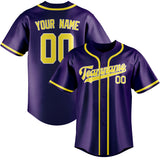 Custom Purple & Light Yellow Colors Design Sports Baseball Jersey