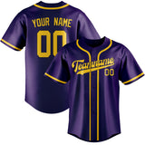 Custom Purple & Gold Colors Design Sports Baseball Jersey