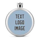 Custom Light Blue Brown Hip Flask