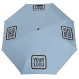 Custom Light Blue Brown Automatic Umbrella
