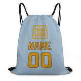 Custom Light Blue Yellow Drawstring Bag