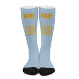 Custom Light Blue Yellow Knee-High Sock