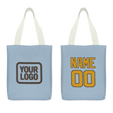 Custom Light Blue Yellow Canvas Tote Bag