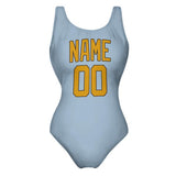 Custom Light Blue Yellow Swimsuit
