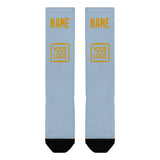 Custom Light Blue Yellow Knee-High Sock
