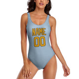 Custom Light Blue Yellow Swimsuit
