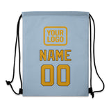 Custom Light Blue Yellow Drawstring Bag