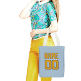 Custom Light Blue Yellow Canvas Tote Bag