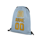 Custom Light Blue Yellow Drawstring Bag