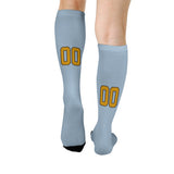 Custom Light Blue Yellow Knee-High Sock