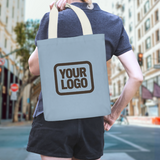 Custom Light Blue Yellow Canvas Tote Bag