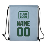 Custom Light Blue Green Drawstring Bag