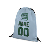 Custom Light Blue Green Drawstring Bag