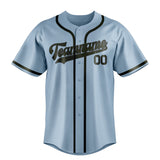 Custom Light Blue & Olive Colors Design Sports Baseball Jersey