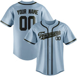 Custom Light Blue & Olive Colors Design Sports Baseball Jersey