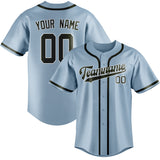 Custom Light Blue & Olive Colors Design Sports Baseball Jersey