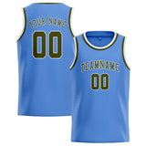 Custom Light Blue & Olive Colors Design Sports Basketball Jersey