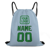 Custom Light Blue Emerald Green Drawstring Bag