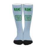 Custom Light Blue Emerald Green Knee-High Sock
