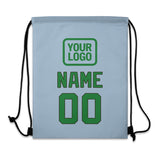 Custom Light Blue Emerald Green Drawstring Bag