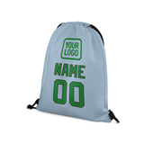 Custom Light Blue Emerald Green Drawstring Bag