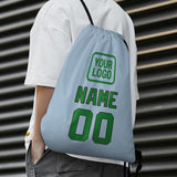 Custom Light Blue Emerald Green Drawstring Bag