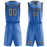 Custom Light Blue Gray Basketball Set