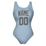 Custom Light Blue Dark Grey Swimsuit