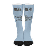Custom Light Blue Dark Grey Knee-High Sock
