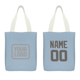 Custom Light Blue Dark Grey Canvas Tote Bag