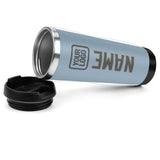 Custom Light Blue Dark Grey Stainless Steel Water Cup