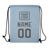 Custom Light Blue Dark Grey Drawstring Bag