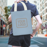 Custom Light Blue Dark Grey Canvas Tote Bag
