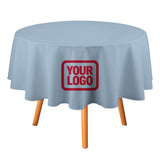 Custom Light Blue Red Round Table Cloth