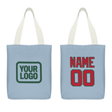 Custom Light Blue Red Canvas Tote Bag