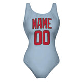 Custom Light Blue Red Swimsuit