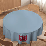 Custom Light Blue Red Round Table Cloth