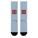 Custom Light Blue Red Knee-High Sock