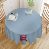 Custom Light Blue Red Round Table Cloth
