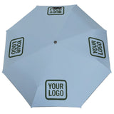 Custom Light Blue Dark Green Automatic Umbrella