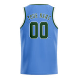 Custom Light Blue & Dark Green Colors Design Sports Basketball Jersey