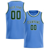 Custom Light Blue & Dark Green Colors Design Sports Basketball Jersey