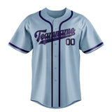 Custom Light Blue & Purple Colors Design Sports Baseball Jersey