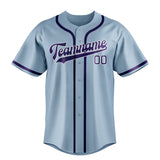 Custom Light Blue & Purple Colors Design Sports Baseball Jersey