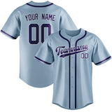 Custom Light Blue & Purple Colors Design Sports Baseball Jersey