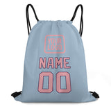 Custom Light Blue Light Pink Drawstring Bag