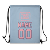 Custom Light Blue Light Pink Drawstring Bag