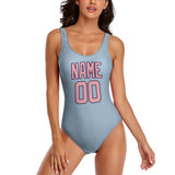 Custom Light Blue Light Pink Swimsuit